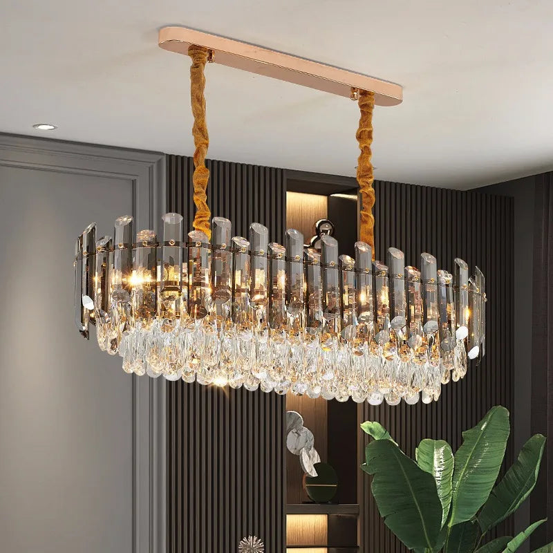 lustre led de luxe en cristal moderne 	 en stock - vue 5 sur 30