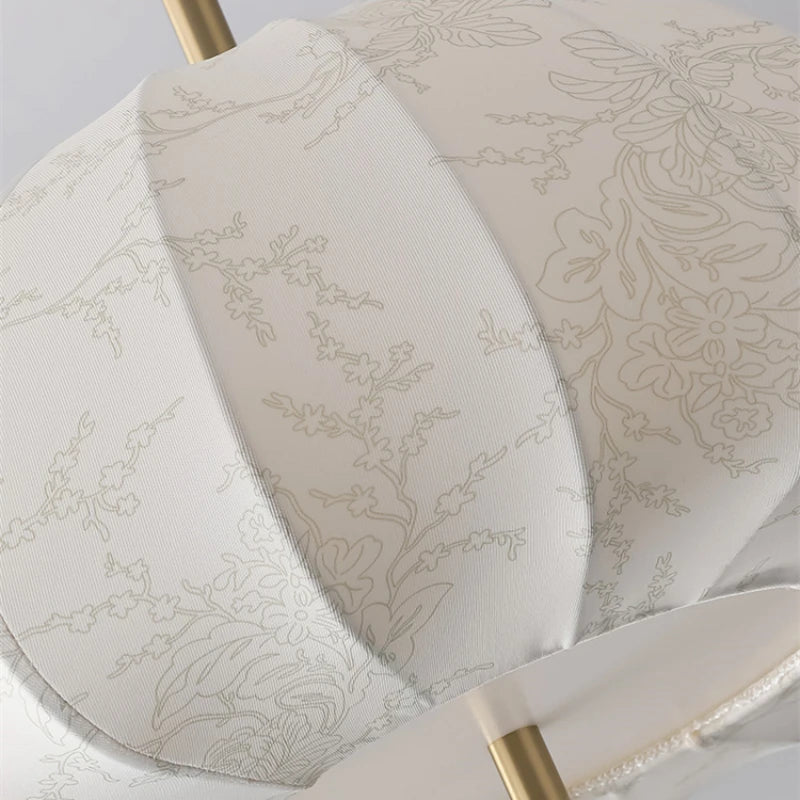 plafonnier en tissu style français rétro en bois massif - vue 5 sur 10