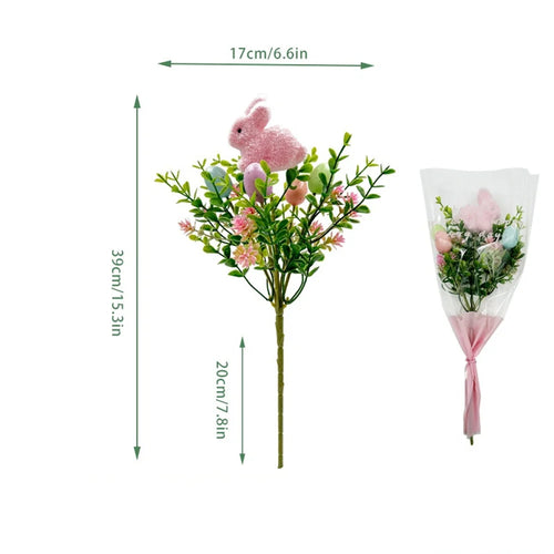 décoration florale artificielle de pâques avec lapins et œufs - vue 13 sur 16