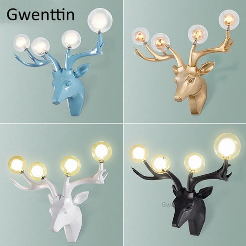 applique murale moderne en résine bois de cerf à led - vue 3 sur 9