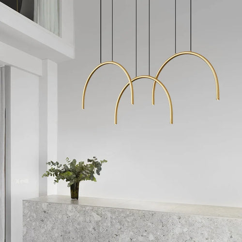 suspension modernes en laiton doré 2/4/6 led hauteur réglable - vue 2 sur 7