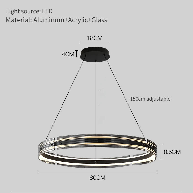lustre circulaire en verre créatif pour un éclairage design - vue 8 sur 8