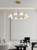 suspension minimaliste en marbre naturel avec éclairage led