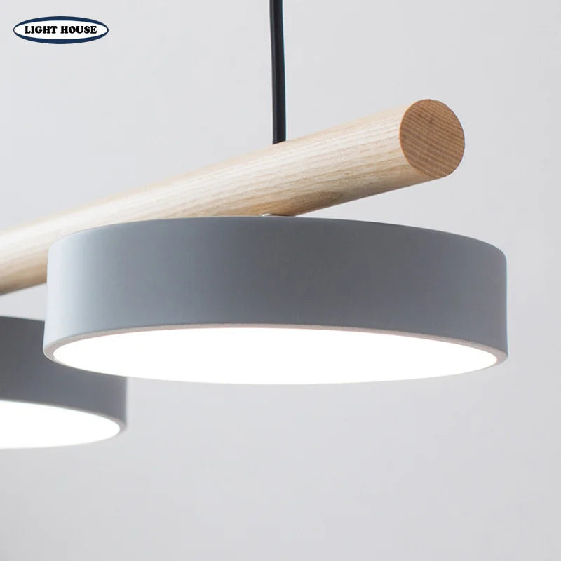 lustre nordique en bois massif avec led intégrée - vue 5 sur 10