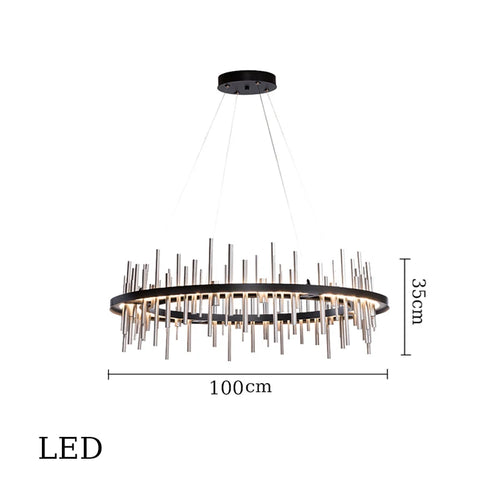 lustre minimaliste en acier inoxydable noir design postmoderne - vue 15 sur 16