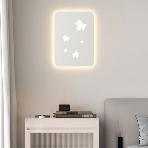 applique murale métallique à intensité variable avec feuilles d'érable - vue 3 sur 8