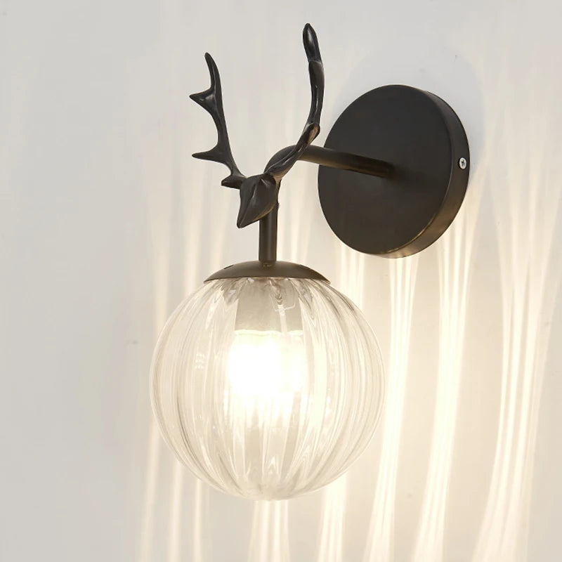 applique murale led rétro boule de verre décorative veilleuse - vue 3 sur 16