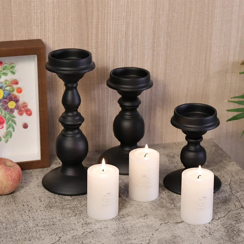 bougeoir en fer noir style nordique pour décoration et mariage - vue 3 sur 9