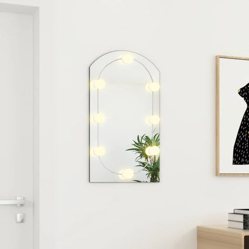 miroir en arc en verre avec éclairage led décoratif mural - vue 6 sur 7