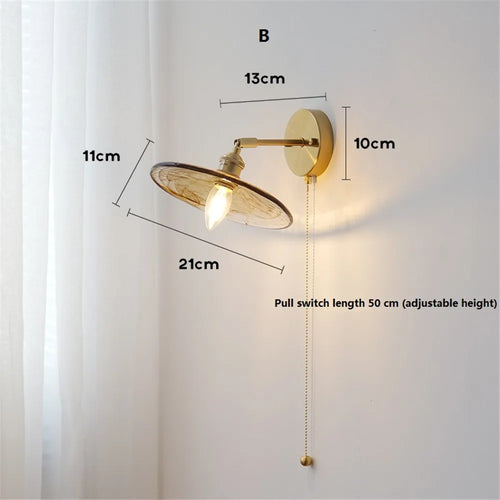 applique murale rotative rétro en verre cuivré avec interrupteur - vue 9 sur 8