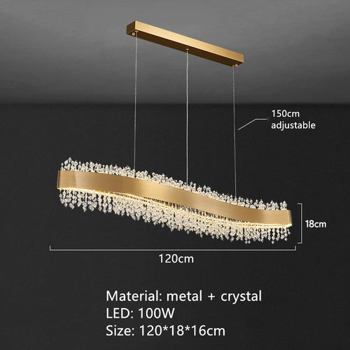 lustre led en cristal moderne hauteur réglable décoration maison - vue 11 sur 12