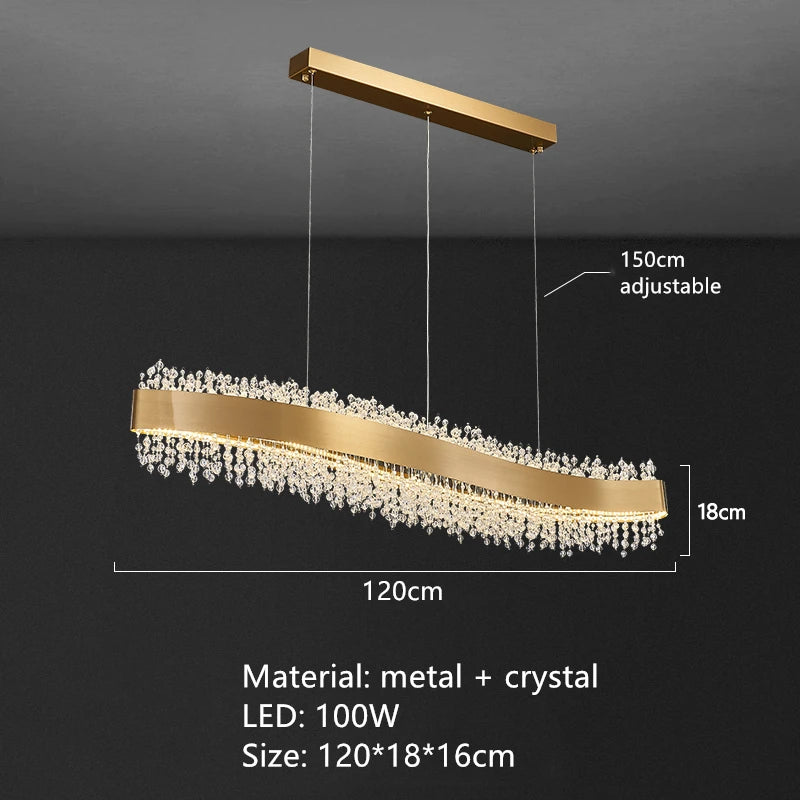 lustre led en cristal moderne hauteur réglable décoration maison - vue 10 sur 12