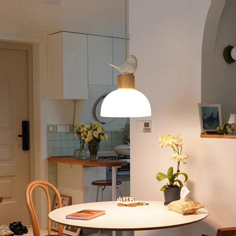 Suspension LED en verre design nordique créatif petit oiseau - vue 3 sur 9
