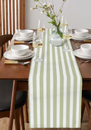 Chemin de table lin rayures vert sauge campagne