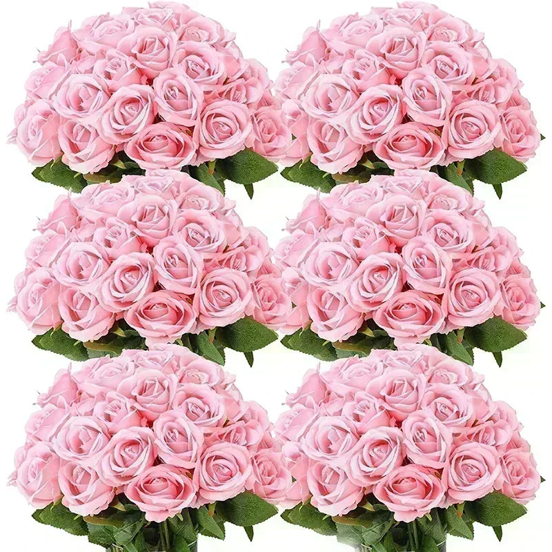 lot de 50 roses artificielles en soie pour décoration et événements festifs - vue 13 sur 24