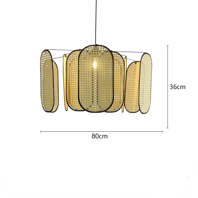 Lustre d'art Rural chinois noyau de bambou rotin LED chambre Restaurant étude lampe à Suspension luminaires décoratifs d'intérieur - vue 14 sur 15