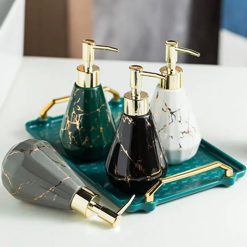 bouteille en céramique marbrée avec diamants pour rangement décoratif - vue 4 sur 10