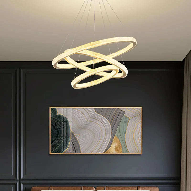 lustre en cristal moderne avec anneau à led pour décoration intérieure - vue 2 sur 8