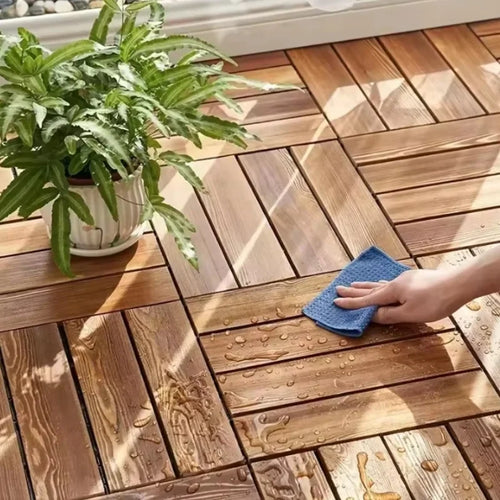 Parquet extérieur clipsable antidérapant imperméable effet bois - vue 3 sur 6