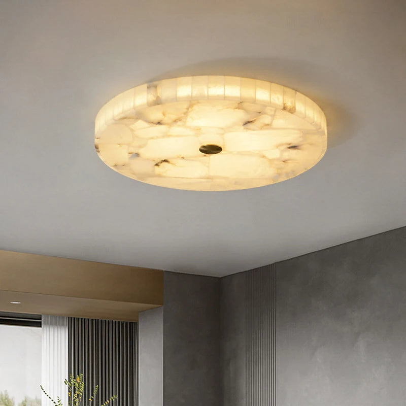plafonnier led circulaire en marbre texture naturelle style européen - vue 4 sur 7