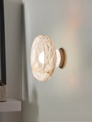lampe de chevet en laiton et marbre flocon de neige naturel