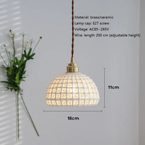 suspension loft vintage en céramique nordique led - vue 3 sur 6