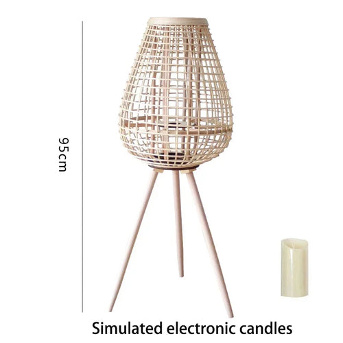 Lampe à vent en rotin avec pieds - vue 14 sur 18