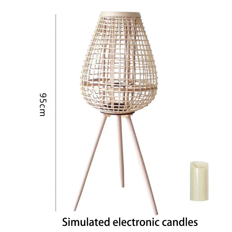 Lampe à vent en rotin avec pieds - vue 14 sur 18