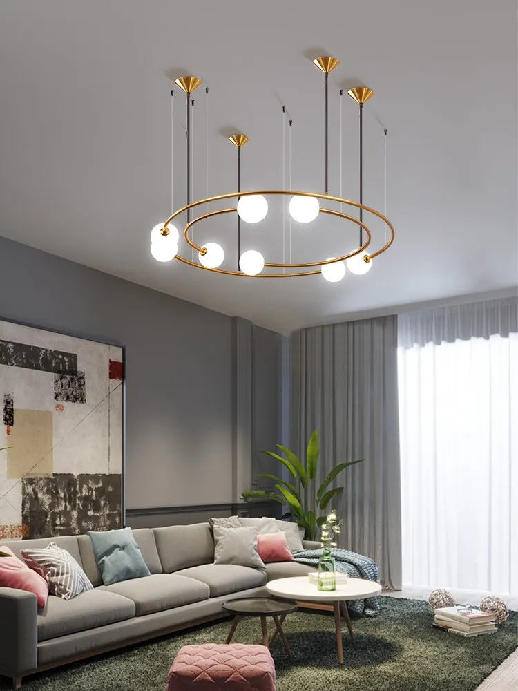 lustre moderne créatif orbite planète en verre led décoration café - vue 4 sur 8
