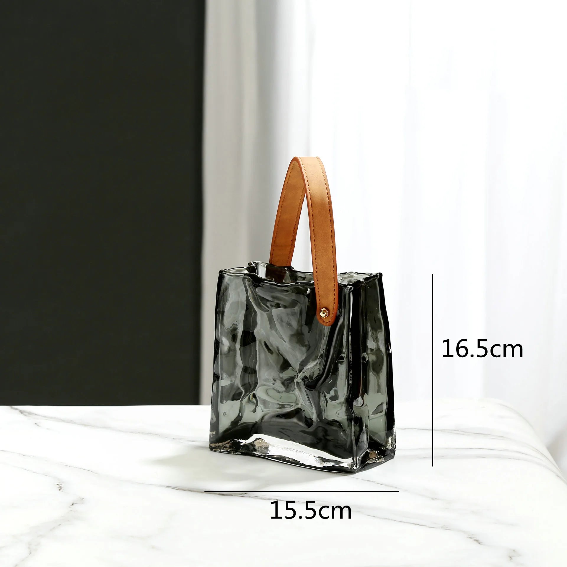 vase en verre transparent texture froissée pour fleurs et terrarium - vue 7 sur 13