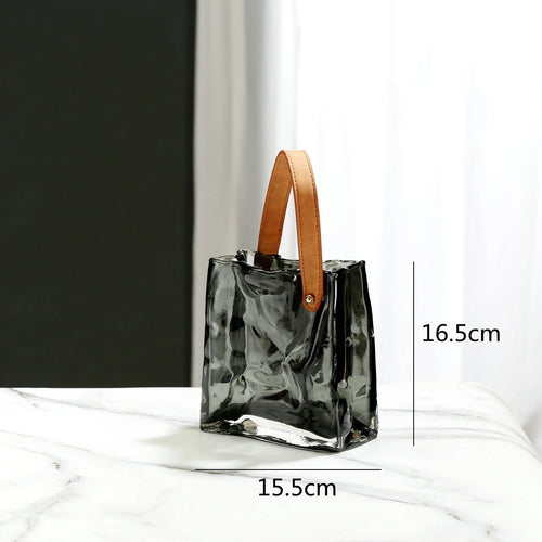vase en verre transparent texture froissée pour fleurs et terrarium - vue 8 sur 13
