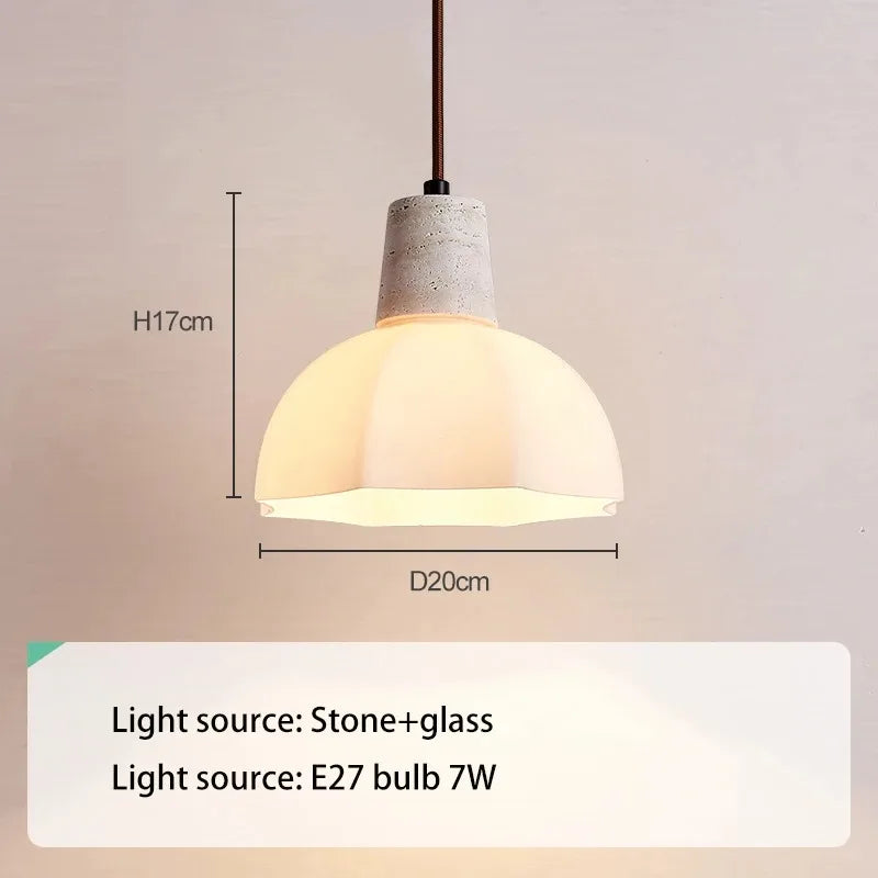 lustre en verre de pierre pour éclairage moderne et romantique - vue 6 sur 7