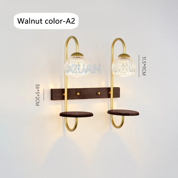 appliques murales led modernes avec étagère en verre transparent - vue 9 sur 10