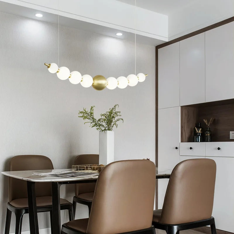 suspension led ronde en laiton cuivre et aluminium décorative - vue 6 sur 30
