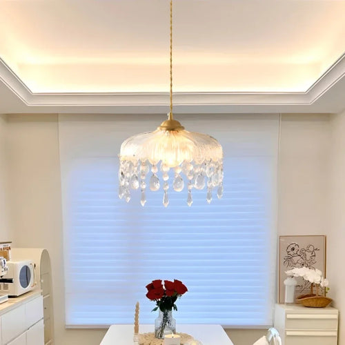 lustre vintage en cristal led design floral élégant - vue 3 sur 14