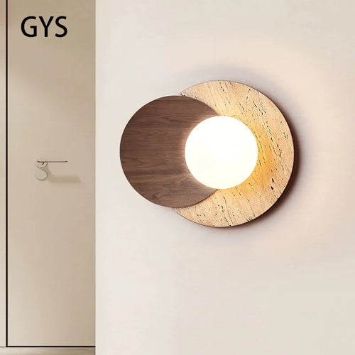 Applique murale design ronde Led Style pierre couleur crème - vue 2 sur 7