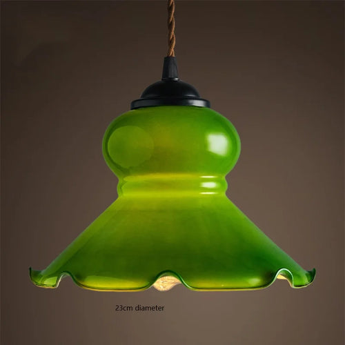 Suspension vintage style américain en cuivre bois et verre - vue 24 sur 30