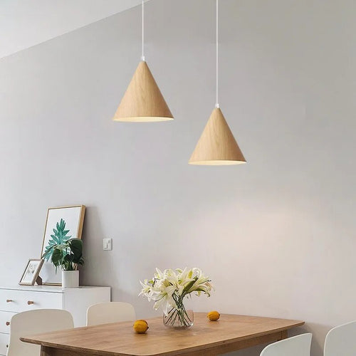 Suspension LED moderne en noyer massif - vue 3 sur 10