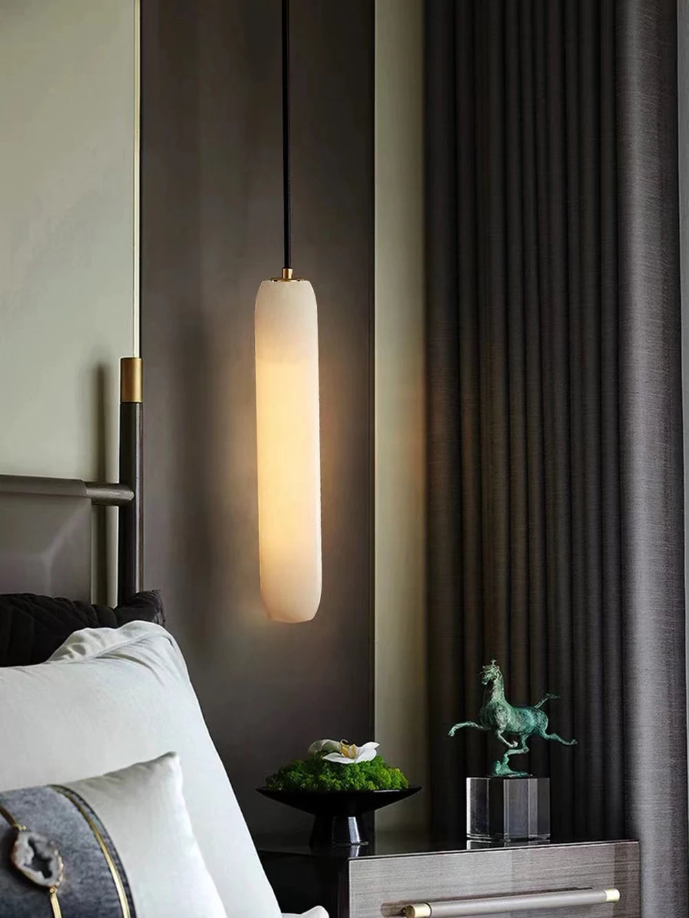 Suspension Simple Créatif Minimaliste Luxe LED Personnalité Artistique Marbre pour Escalier - vue 6 sur 19