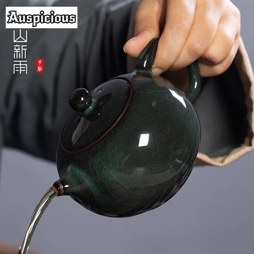 Theiere artisanale celadon craquele 300ml style longquan luxe - vue 3 sur 7
