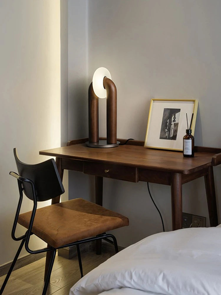 lampes de table vintage en bois massif à contrôle tactile led - vue 3 sur 9