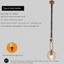 lustre moderne en cuir avec suspension lumière et verre cristal