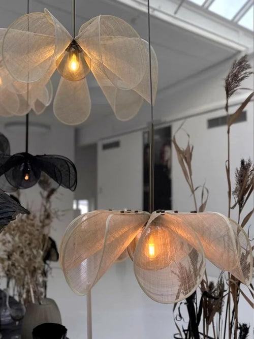 lustre wabi sabi japonais en tissu français moderne - vue 5 sur 9