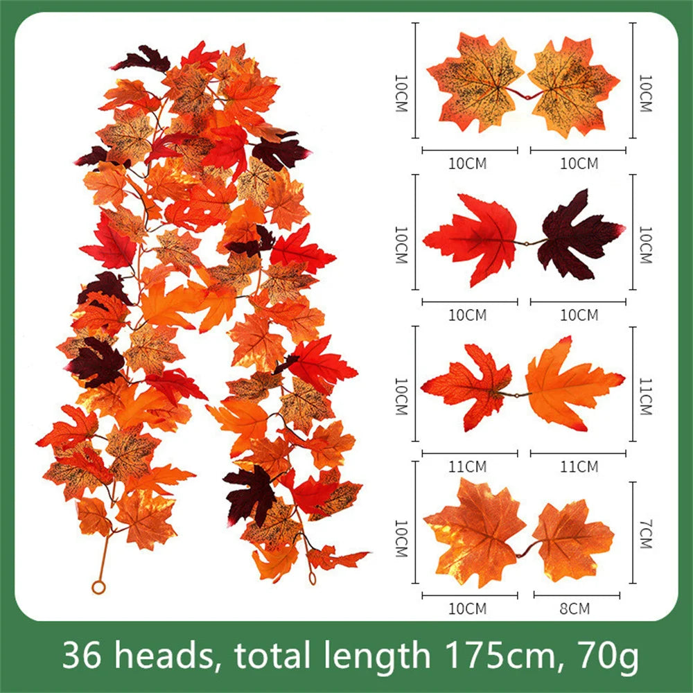 guirlande de feuilles d'érable artificielles en soie décorative pour jardin - vue 16 sur 16