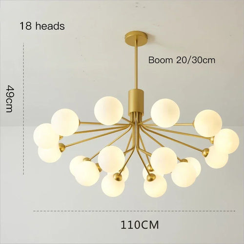lustre moderne en verre à bulles et fleurs décoratif - vue 9 sur 12