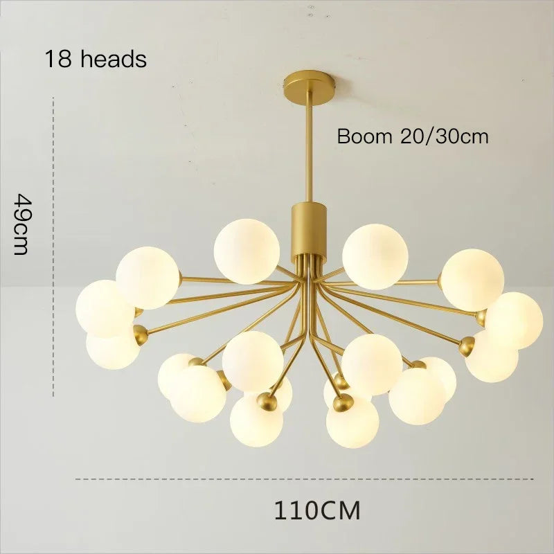 lustre moderne en verre à bulles et fleurs décoratif - vue 8 sur 12