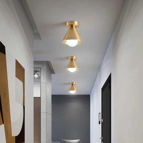 Balcony, American All Copper Ceiling, Small Ceiling Lamp, Nordic Modern Simple Cloakroom, Creative Porch, Entrance Hall Lamp - vue 5 sur 9