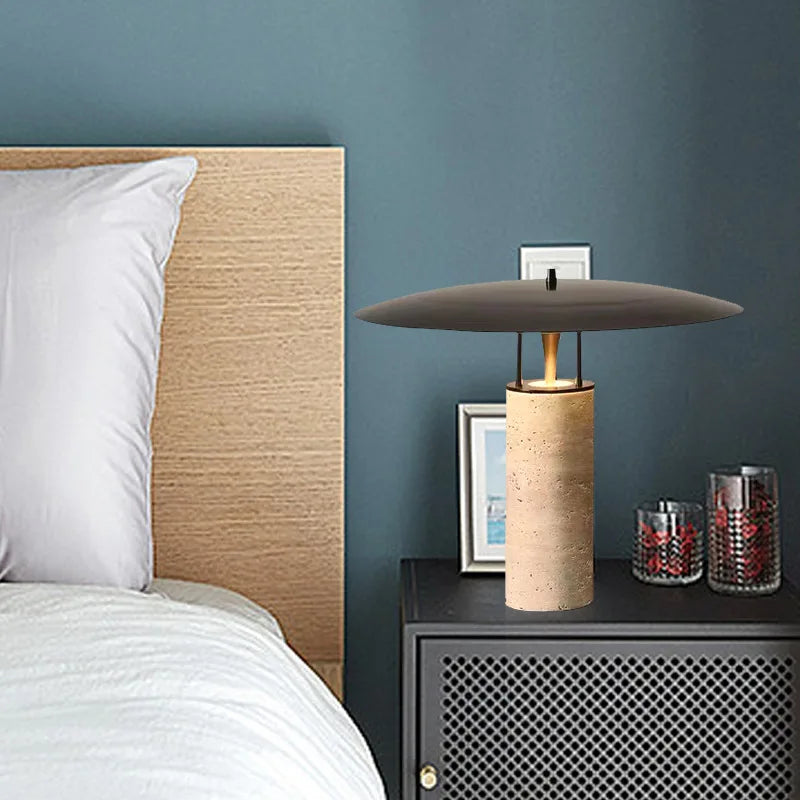 lampe à poser design en pierre de fer noir à LED - vue 4 sur 6
