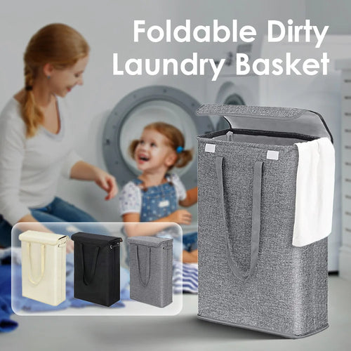 panier à linge pliable avec couvercle pour rangement pratique - vue 2 sur 9