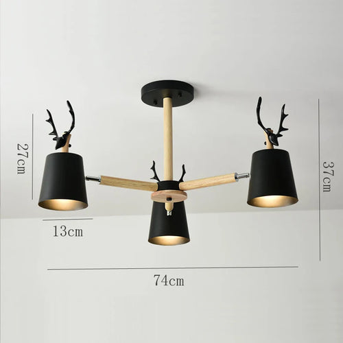 plafonnier moderne en bois de cerf pour décoration intérieure - vue 9 sur 8